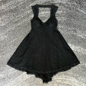 Free People Black A-Line Lace Goth Dress - 4/S